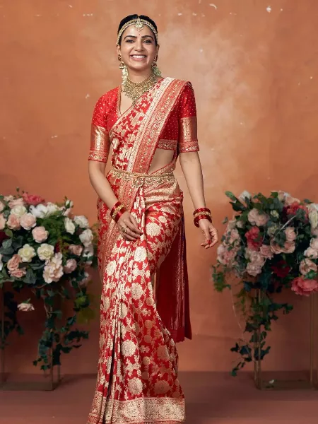 South Indian Saree Samantha Ruth Prabhu Bollywood Saree in Red Color