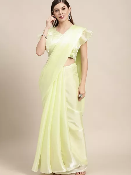 Pista Jimi Silk Party Wear Saree With Pallu Lace and Blouse Latest Indian Sari