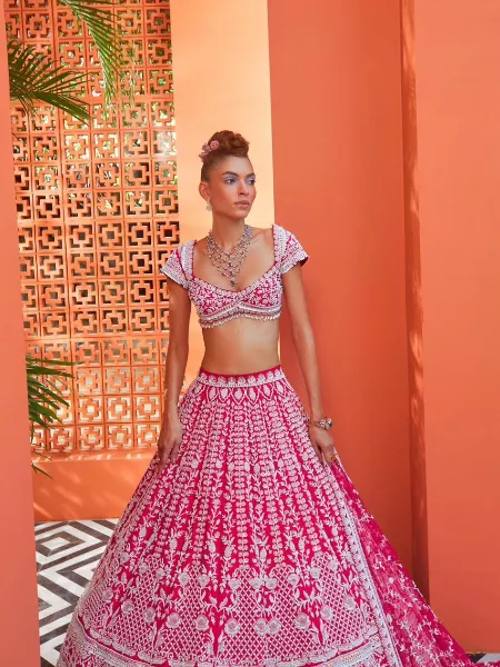 Pink Color Bridal Lehenga Choli Heavy Bridal Lehenga Choli With Heavy Embroidery Wedding Lehenga Choli