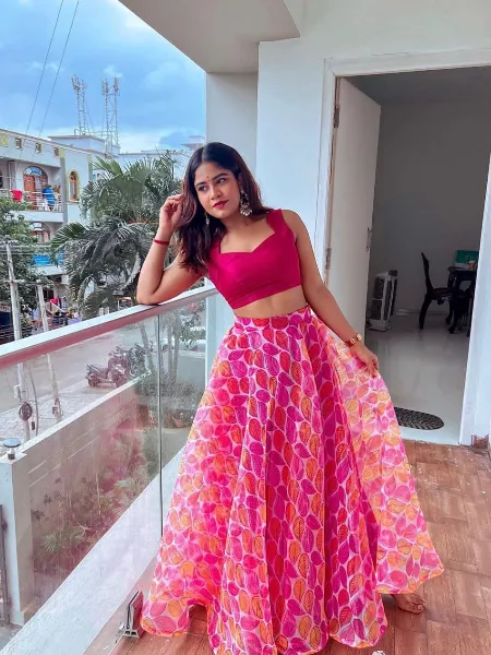 Pink Color Bollywood Lehenga Choli in Organza With Digital Print Ready to Wear Lehenga Choli