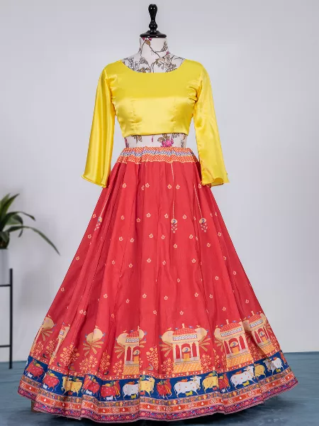 Red Color Vaishali Silk Lehenga Choli for Party Wear Ready to Wear Lehenga Choli