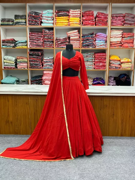 Red Color Trending Lehenga Choli With Custom Stitching and Dupatta