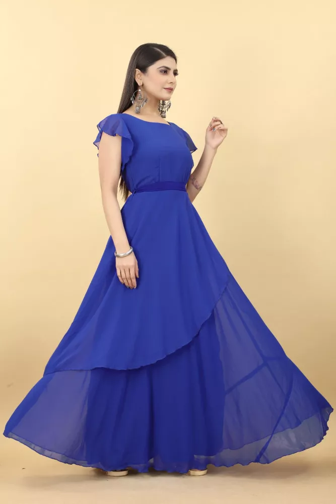 High Neck Cap Sleeves Royal Blue Prom Dresses Evening Dress Party Gown –  Laurafashionshop