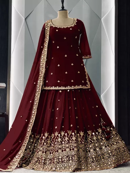 Coffee Color Pakistani Indo Western in Georgette With Sequence Real Mirror Work