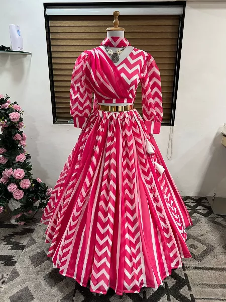 Stylish Readymade Blouse Lehenga Choli in Pink With Digital Print and Dupatta