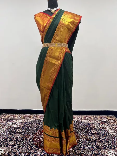 Narayanpet Sarees for South Indian Wedding in Green Bridesmaid Saree With Blouse