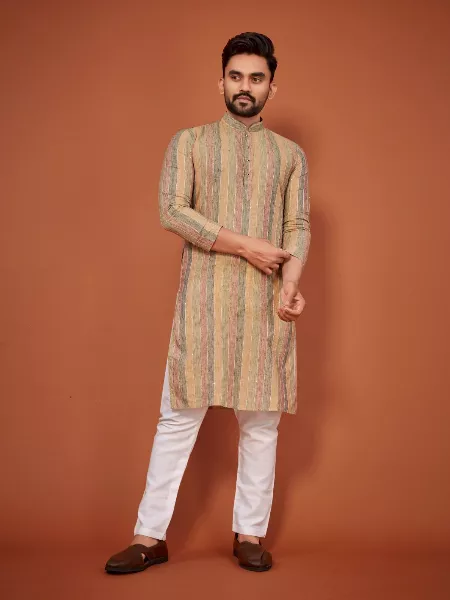 Ramadan Eid Clothing Men's Traditional Kurta With Pajama and Sequence