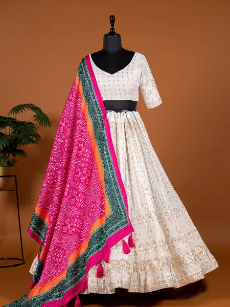 Indian Bride Lehenga Choli in Georgette With Heavy Embroidery and Dupatta