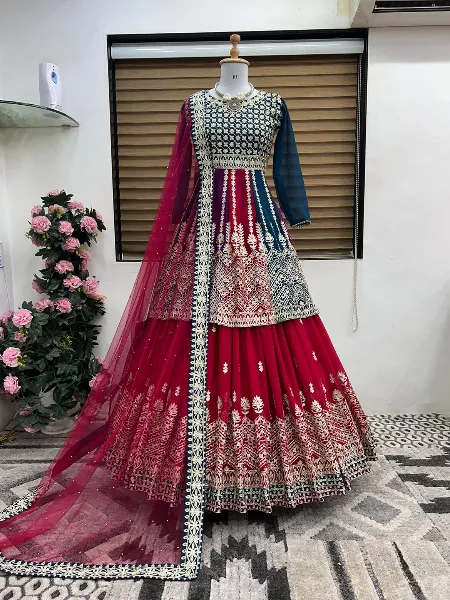 Designer Indo Western in Multi Color Georgette and Heavy Embroidery Work
