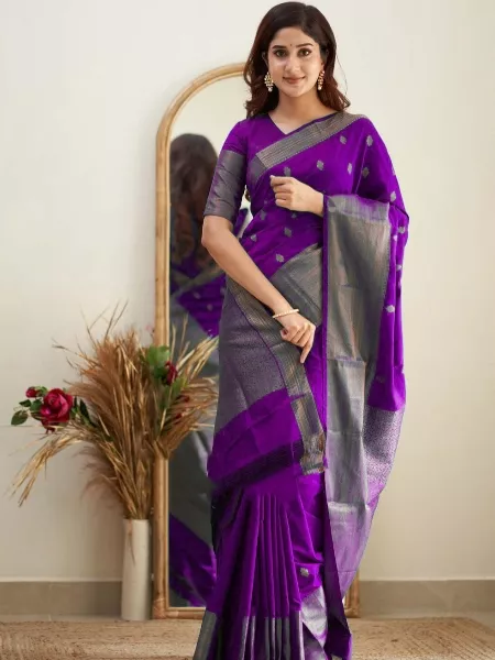 Magenta Bridesmaid Saree in Lichi Silk With Blouse Indian Sari