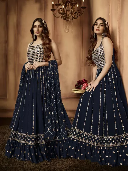 Blue Color Designer Anarkali Suit With Heavy Embroidery Work and Dupatta