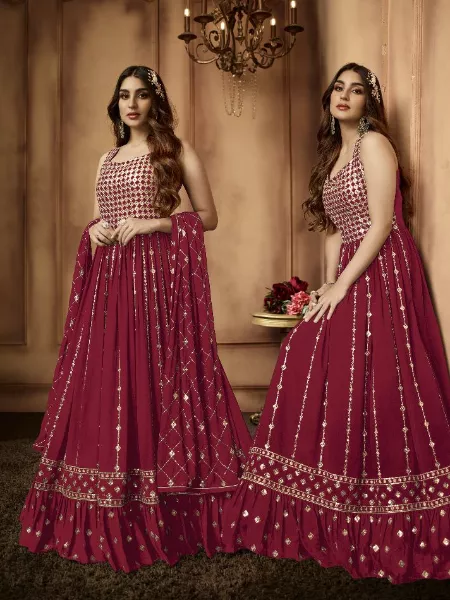 Pink Color Designer Anarkali Suit With Heavy Embroidery Work and Dupatta