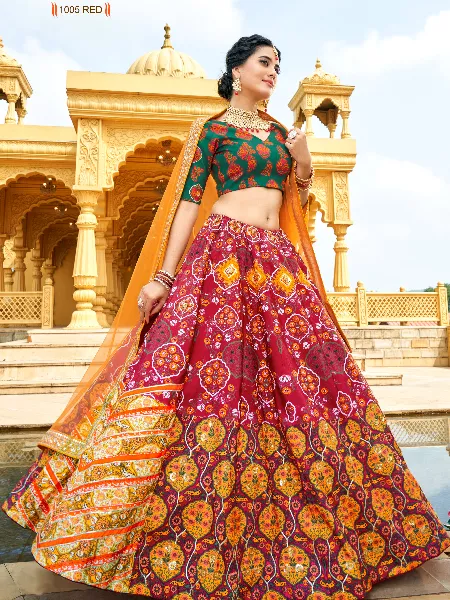 Royal Bridal Lehenga Choli in Vaishali Silk With Gota Patti and Real Mirror Work Indian Bridal Lehenga Choli