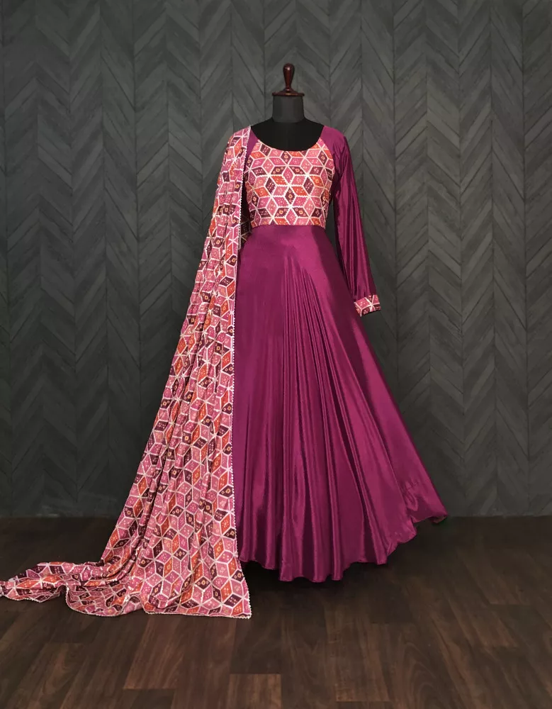 Wholesale Aawari Rayon Plain Gown For Girls and Women Pink  Tradyl