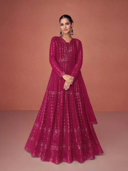 Pink Color Designer Anarkali Dress in Georgette With Heavy Sequence Work and Dupatta