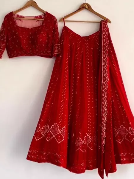 Red Color Lehenga Choli in Georgette With Heavy Sequence Work