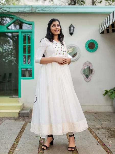 White Color Designer Party Wear Look Gown With Bottom and Dupatta