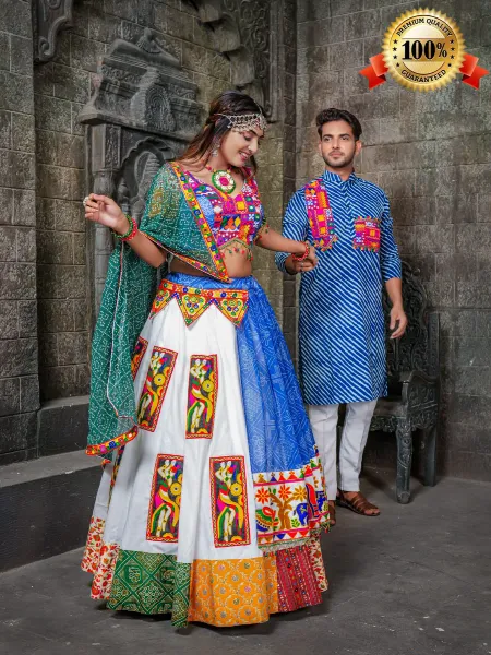 Navratri Couple Combo Readymade Chaniya Choli and Men's Kurta Pajama Set Navratri Ready to Wear
