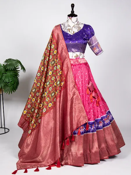 Pink Designer Lehenga Choli in Jacquard Weaving Work and Digital Print