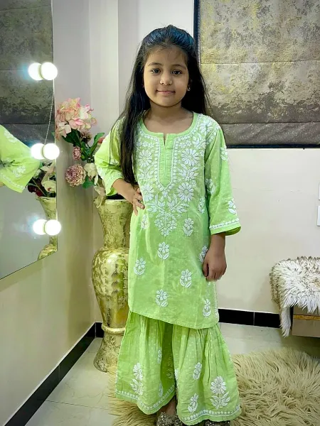 Pista Color Kids Top and Sharara Pair in Rayon With Beautiful Embroidery