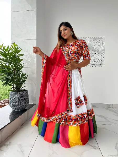 Navratri Ready to Wear Chaniya Choli in Multi Color Georgette With Satin