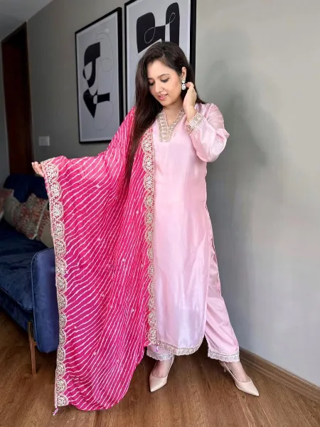 Light Pink Fresh Crepe Salwar Suit With Digital Print Dupatta Ready to Wear