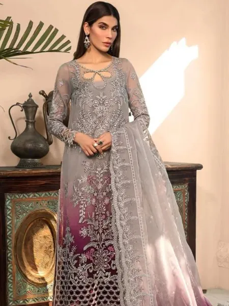 Purple Color Pakistani Suit for Eid in Heavy Organza With Sequence Embroidery Work
