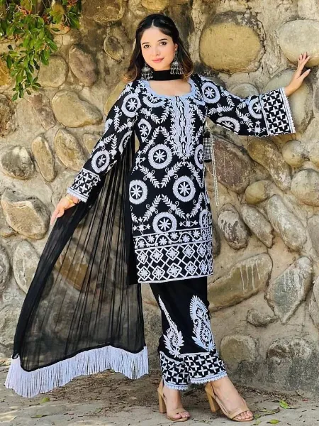 Black Color Pakistani Dress in Georgette With Beautiful Embroidery Ready to Wear