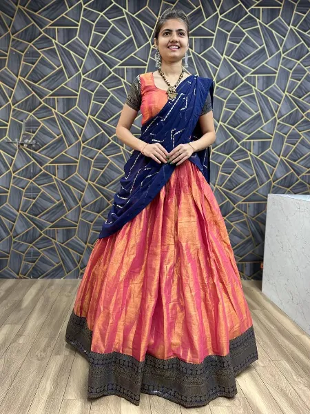 RI Ritu Kumar Peach & Turquoise Floral Lehenga Set – Saris and Things