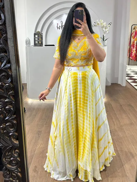 Buy Pretty Sky Blue-yellow Lehenga Choli With Dupatta ,indian Designer  Ready Partywear Lehenga Choli, Satin Silk Heavy Embroidery Work Lehenga  Online in India - Etsy